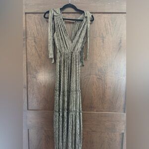 Sabina Musayev Helena Gold Tiered Dress